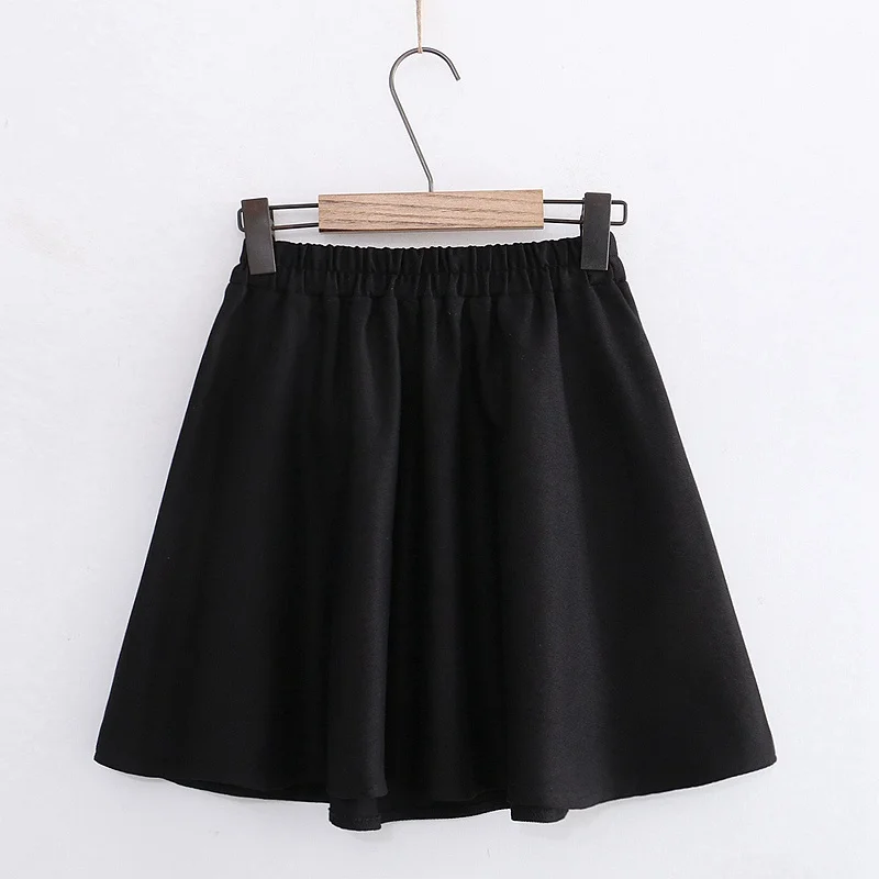 Японская Милая юбка-кимоно женская черная белая юбка с вышивкой кои винтажная