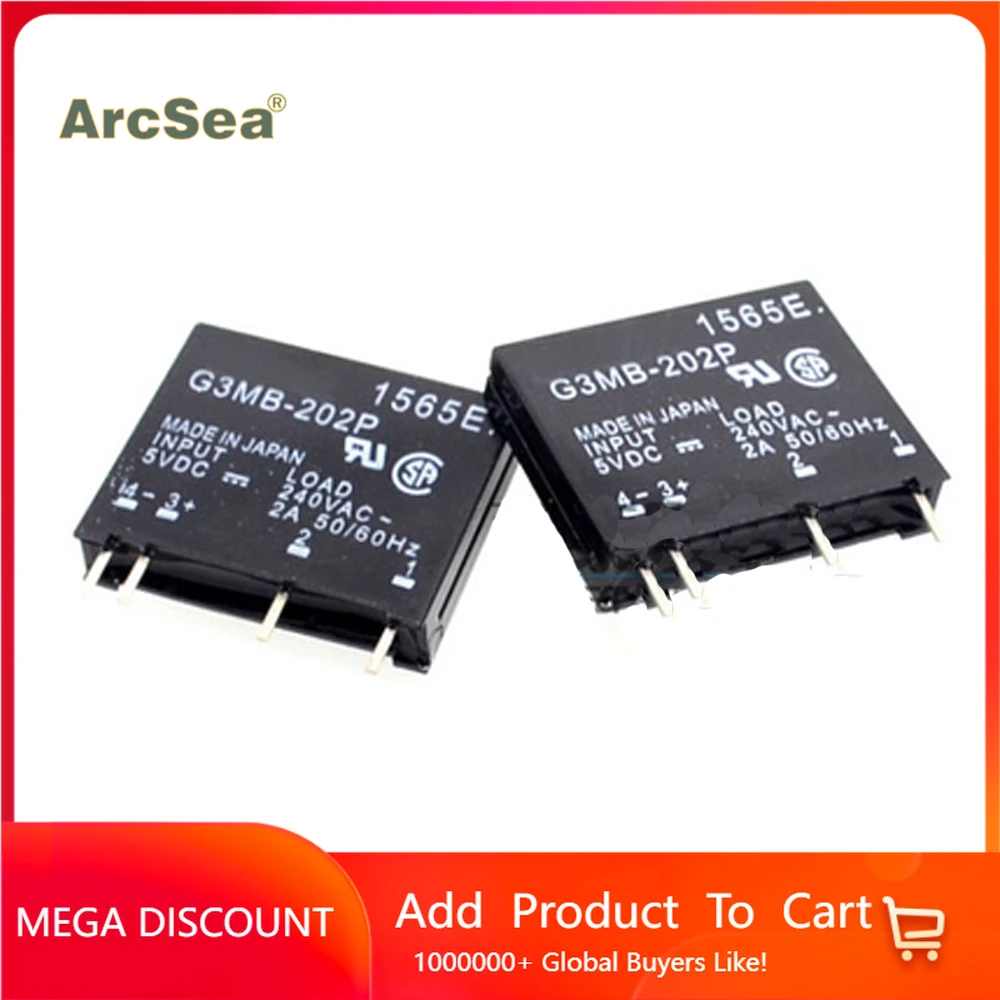 

10PCS G3MB-202P-5VDC DC-AC PCB SSR In 5V DC Out 240V AC 2A Solid State Relay
