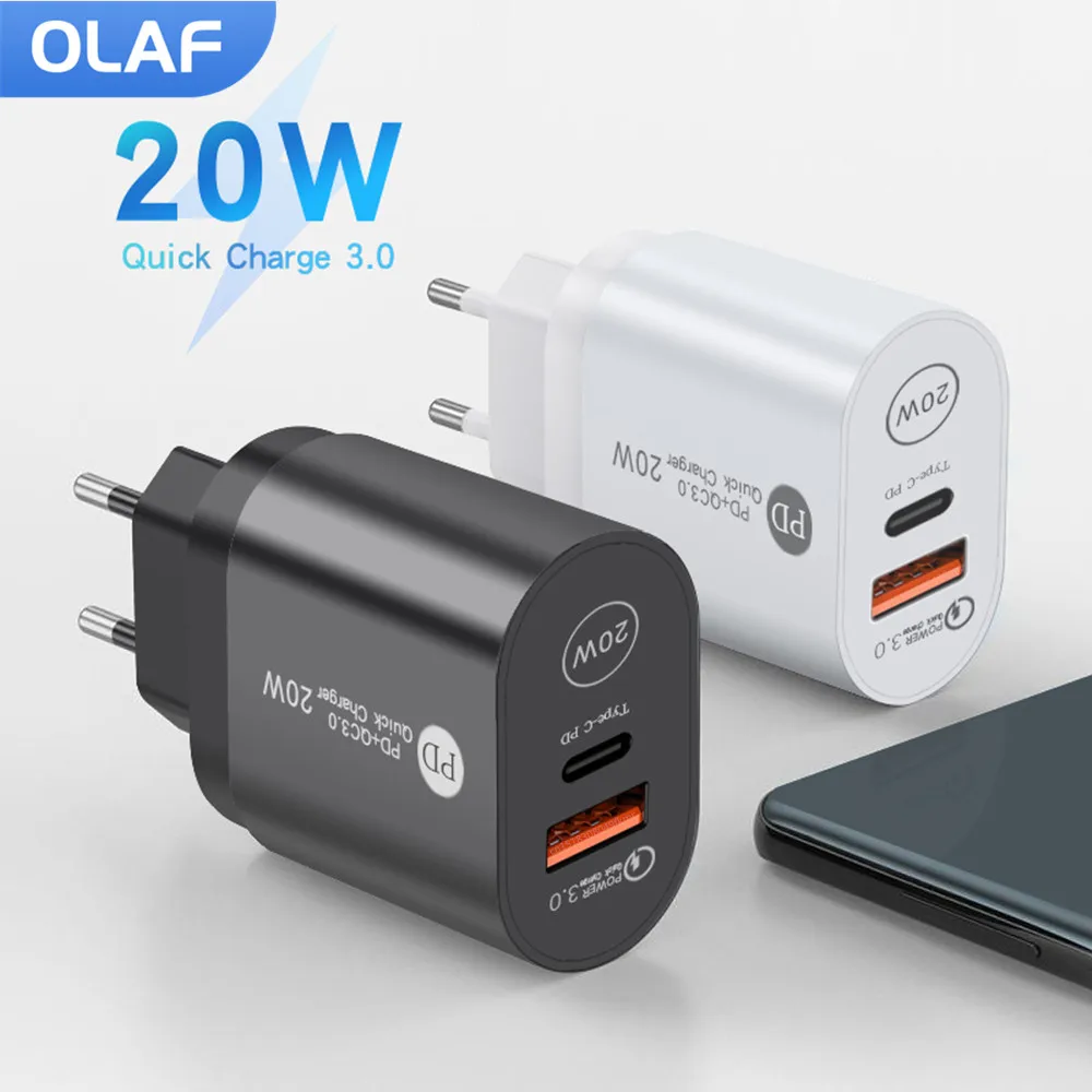 

Olaf USB Charger Fast Charging Quick Charge 3.0 QC 3.0 PD 20W Type C Wall Mobile Phone Charger for iPhone Huawei Xiaomi