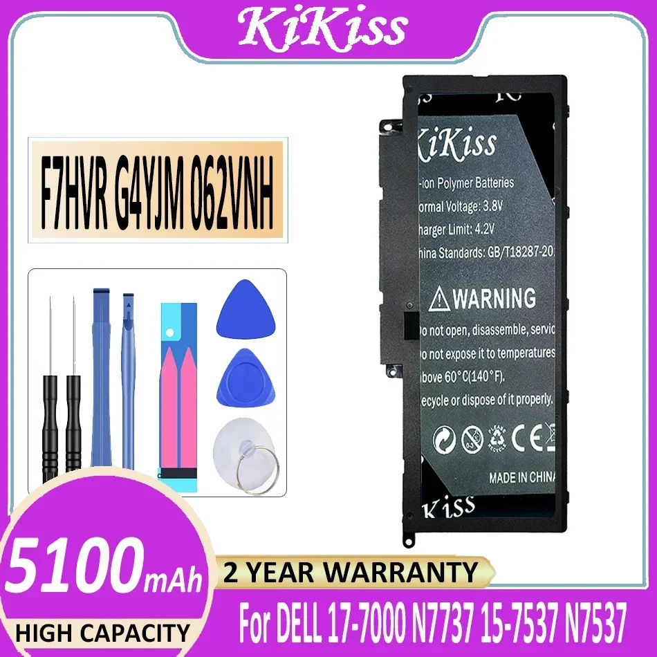 Аккумулятор KiKiss F7HVR G4YJM 062VNH 5100 мАч для DELL Inspiron 17-7000 N7737 15-7537 N7537 Bateria