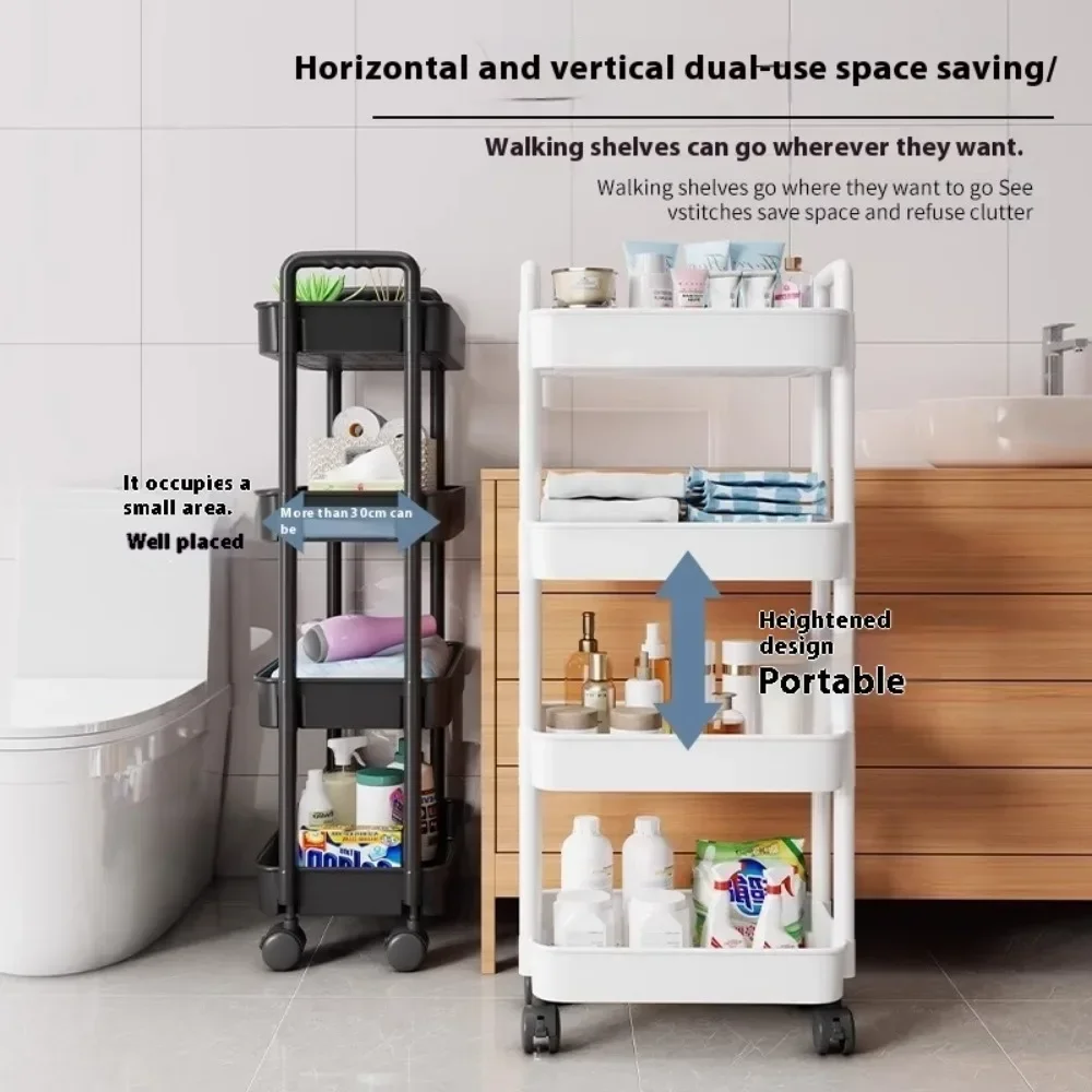 Многослойная тележка для хранения книжной полки с колесиками кухонный