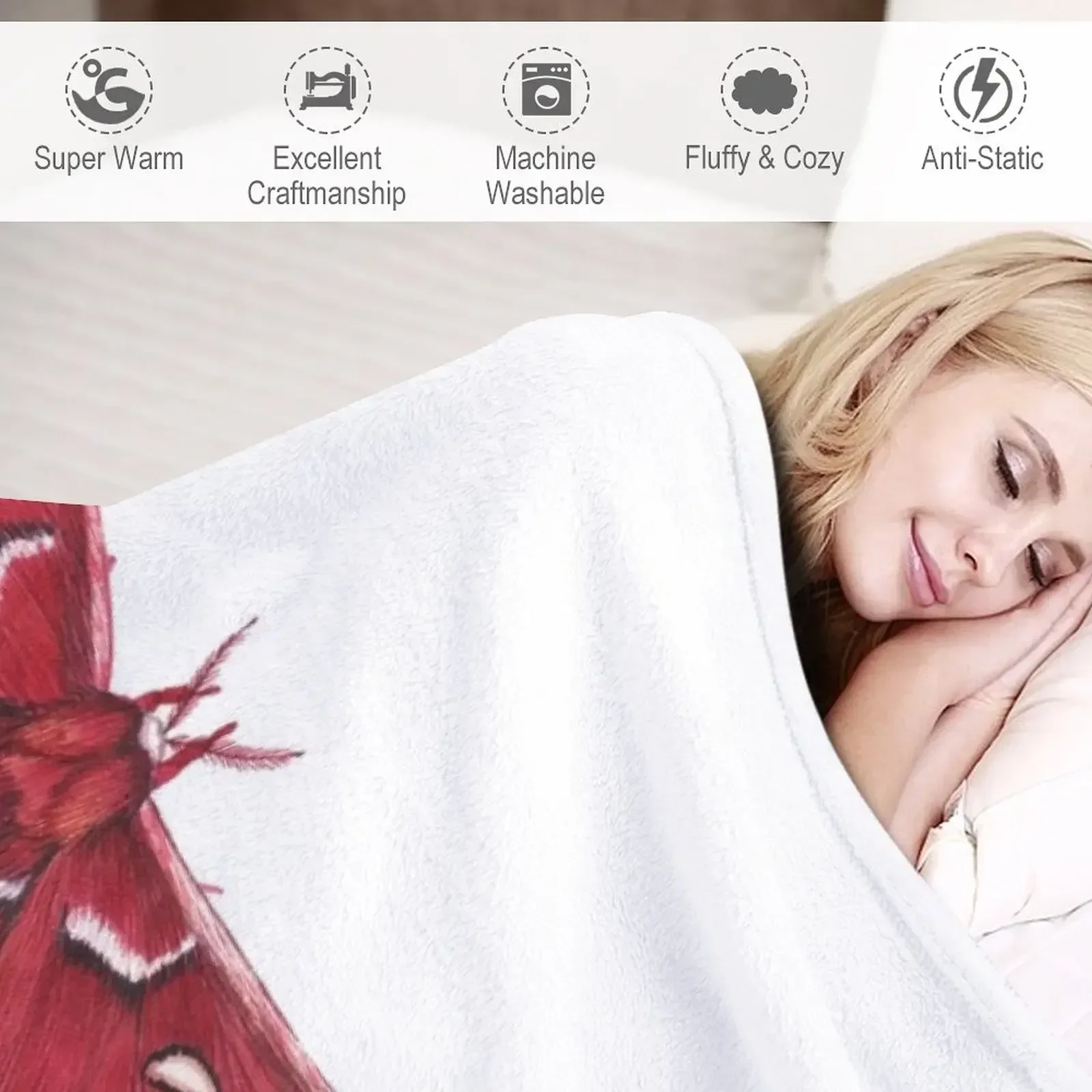 Ceanothus Silkmoth (Hyalophora euryalus) Плед Тяжелые пушистые забавные подарочные одеяла