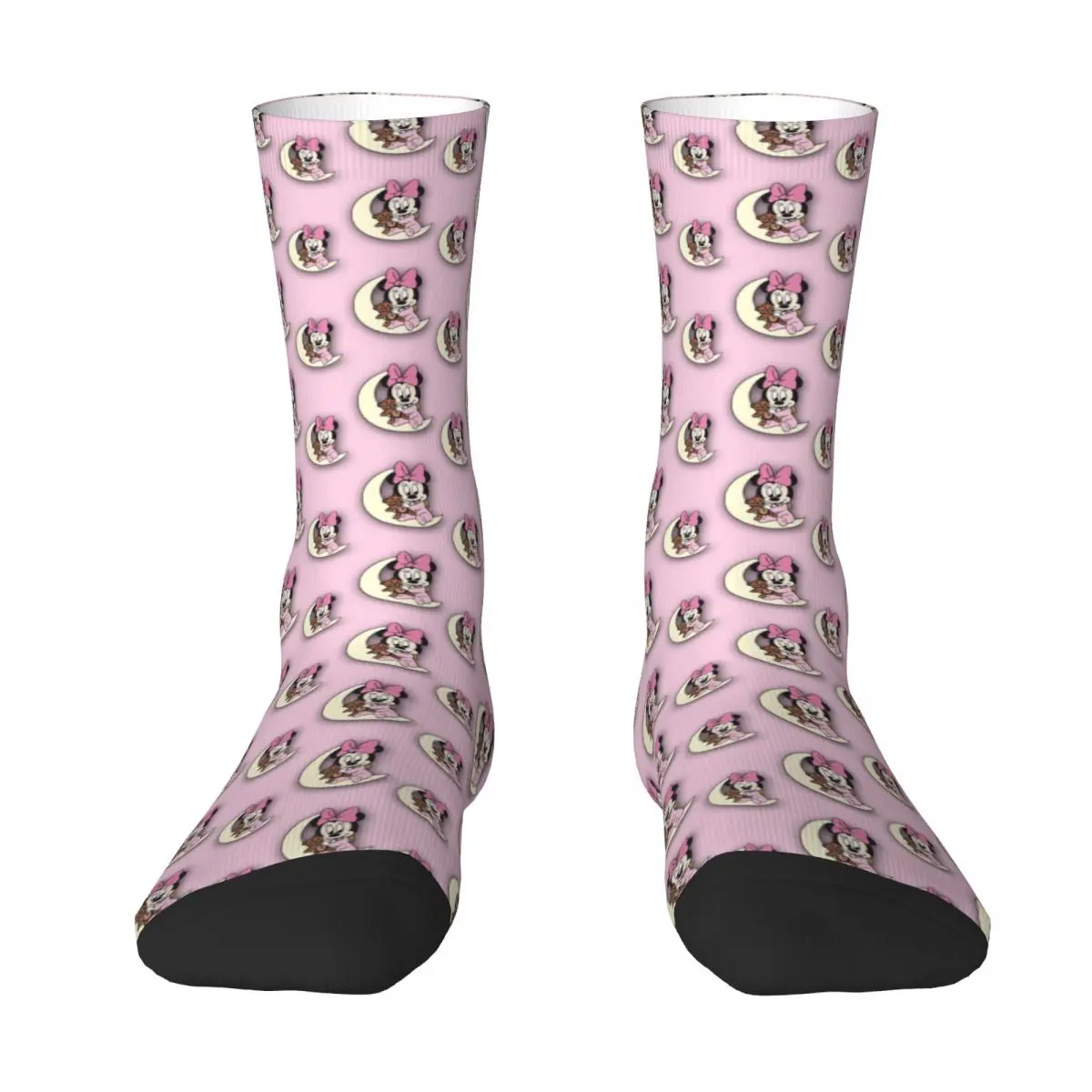 

Disney Mickey Minnie Mouse Pink Socks Men Women Polyester Casual Socks Harajuku Spring Summer Autumn Winter Socks Gifts