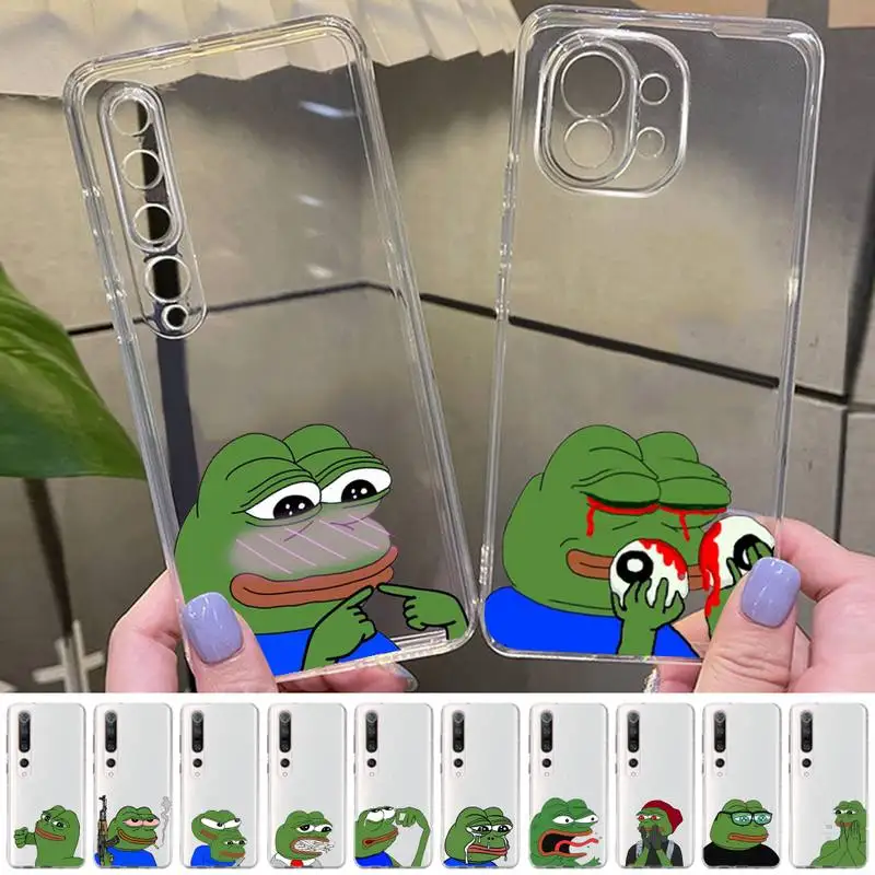 

Sad Frog Pepe Phone Case for Samsung S20 S10 lite S21 plus for Redmi Note8 9pro for Huawei P20 Clear Case
