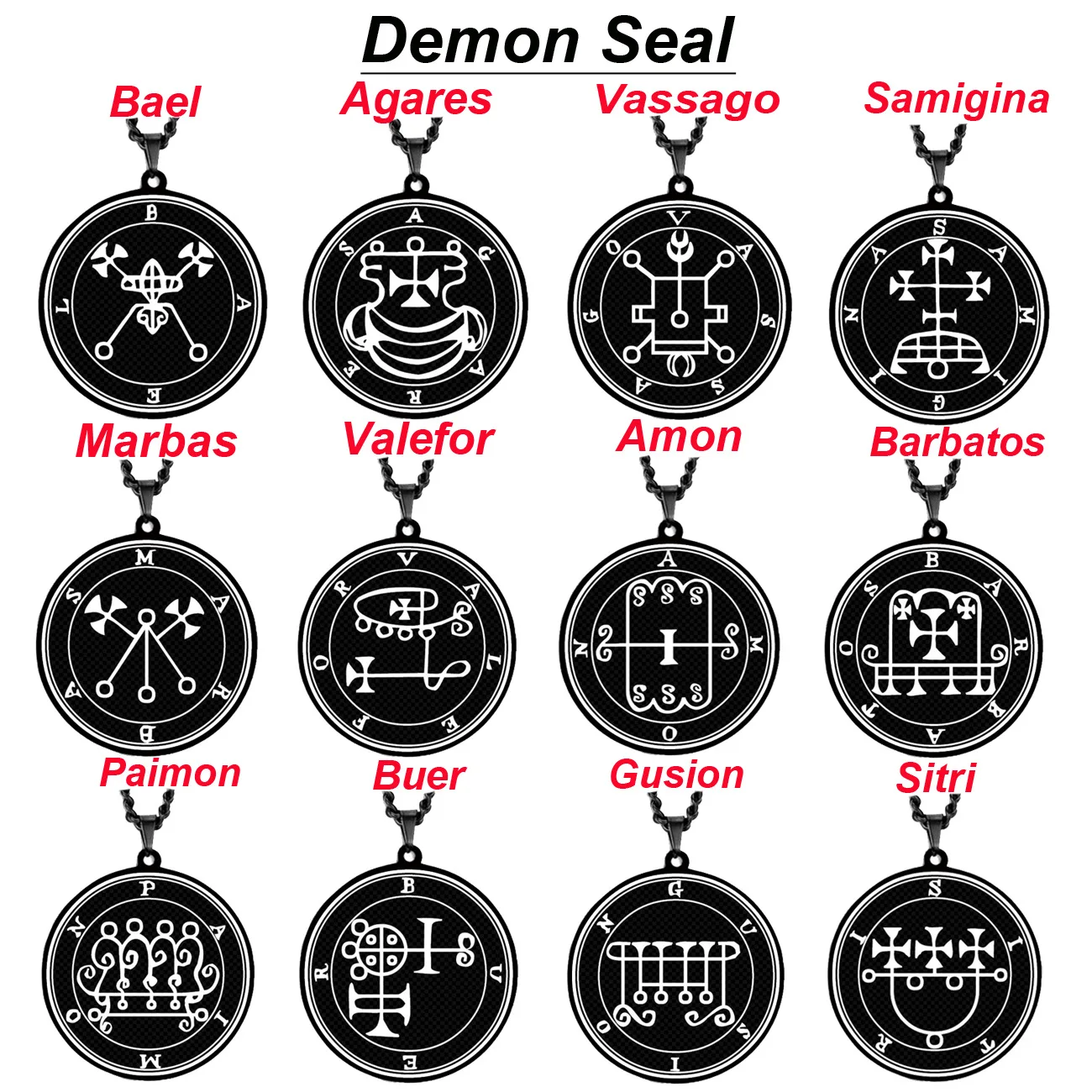 

Black Color King Asmoday Sigil Demon Origins Seal Lesser Key of Solomon Goetia Amulet Talisman Stainless Steel Pendant Necklace