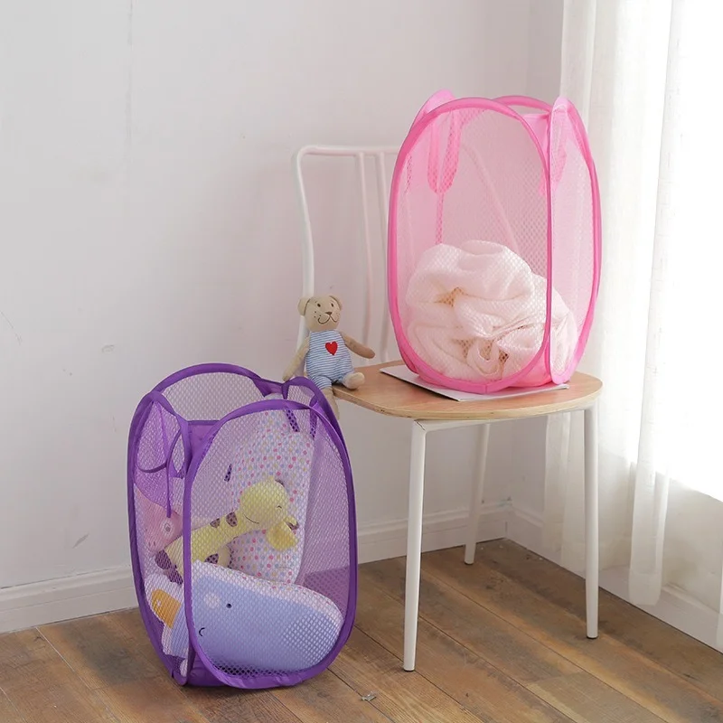 

Blue Laundry Basket Foldable Japanese Color Net Laundry Basket Debris Basket