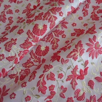 flower pattern jacquard clothing fabric gold silk flower girl dress red pink sewing cloth support on behalf of the delivery