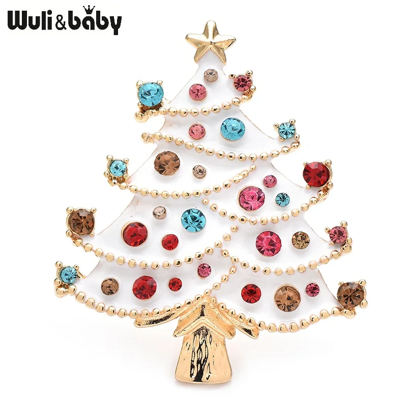 Wuli&ampbaby белая эмаль брошь Рождественская елка