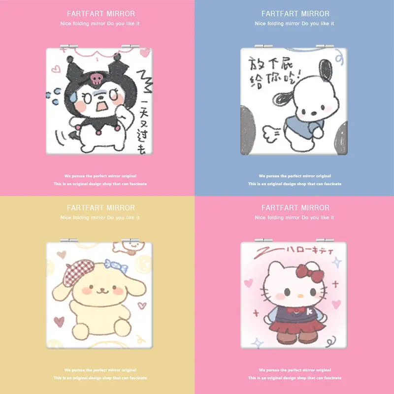 

Милый Kawaii Sanrioed Kitty Kuromi Mymelody Cinnamorol портативный зеркало для макияжа складное двухсторонний мини-макияж маленькое зеркало флип
