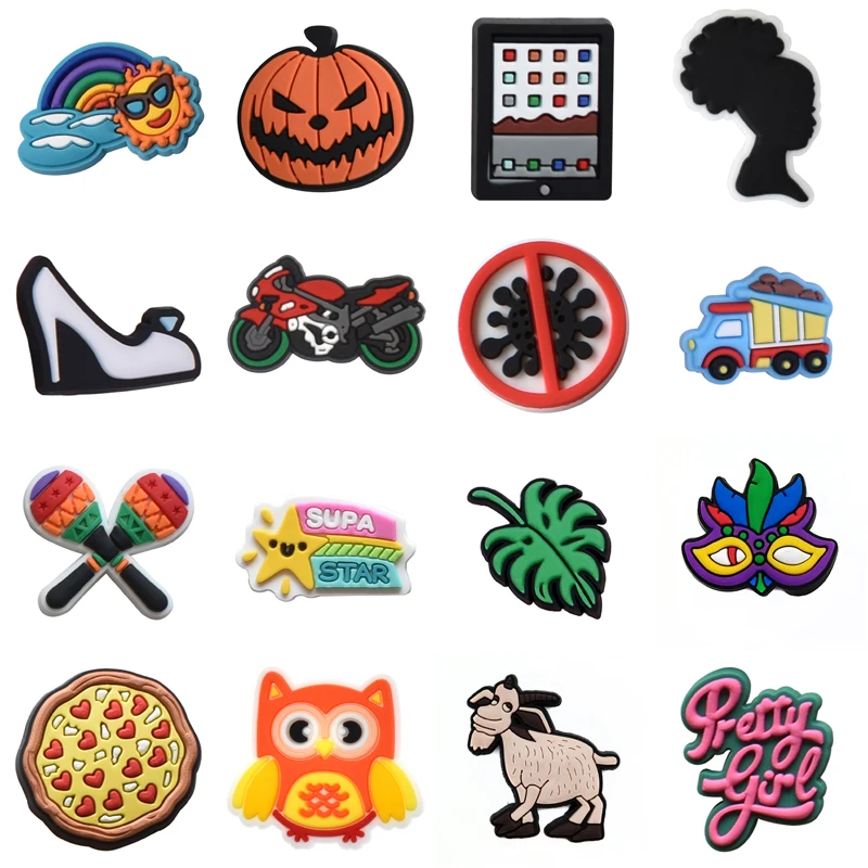 

Sales 1Pcs PVC Shoes Charms Accessories for Croc Sandals Wristband Garden Clog Buckle Pins Decorations Boys Girls Party Gifts
