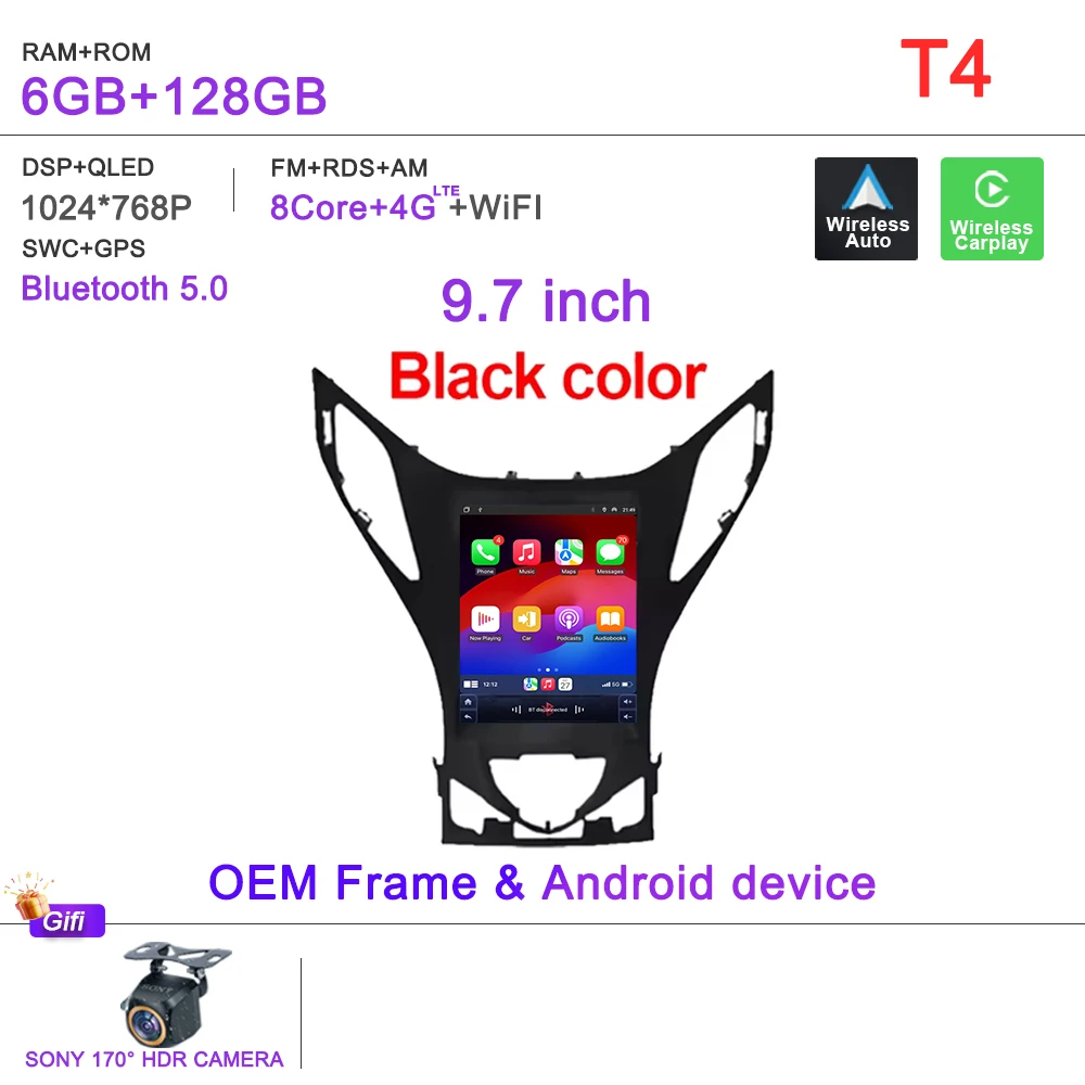 

Автомобильный DVD 9,7-дюймовый Android 15 для Hyundai Azera 2011 2012 Android Auto Мультимедийное радио Стерео Сенсорный экран Навигация GPS-плеер