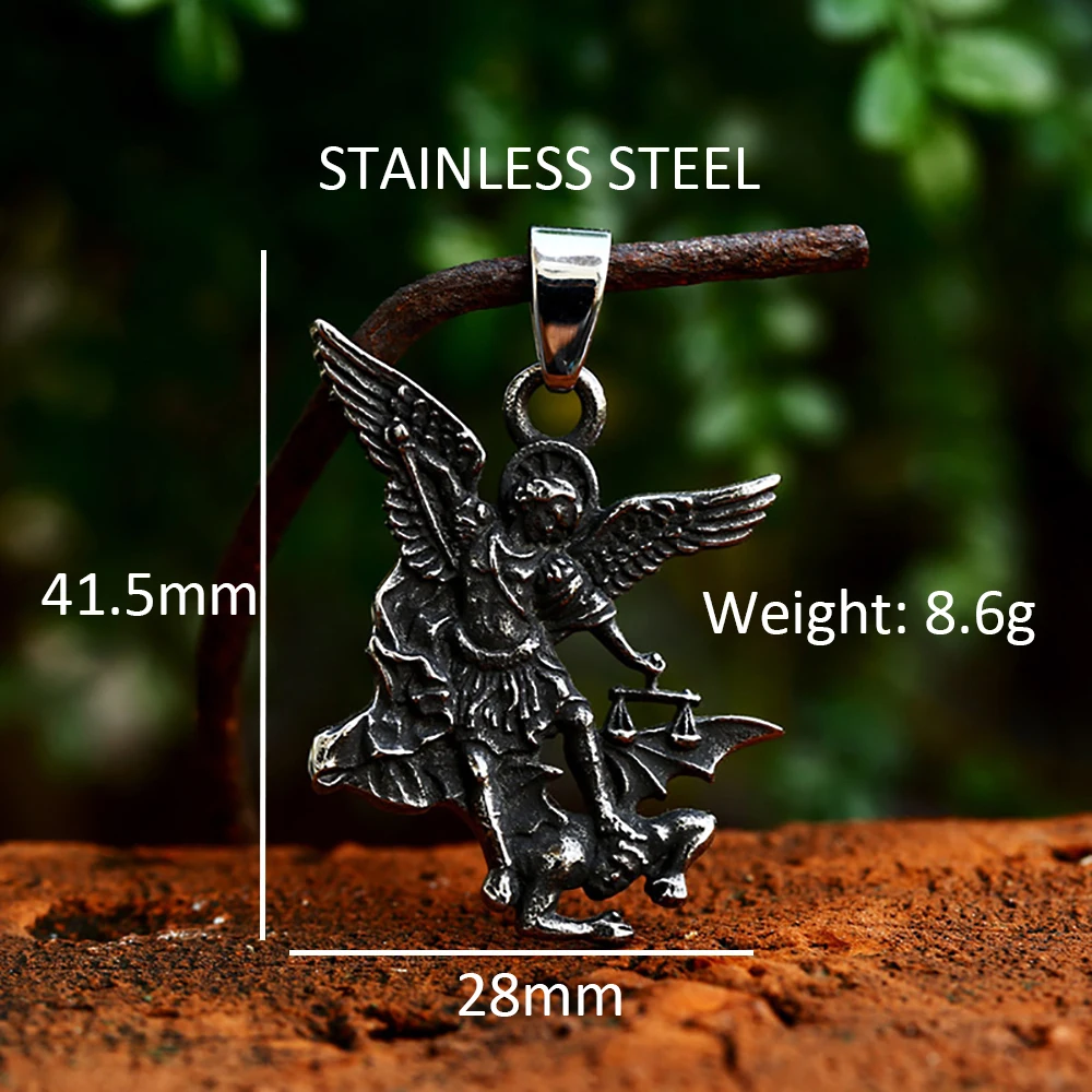 Винтажный кулон из нержавеющей стали Святого Михаила Архангела католический