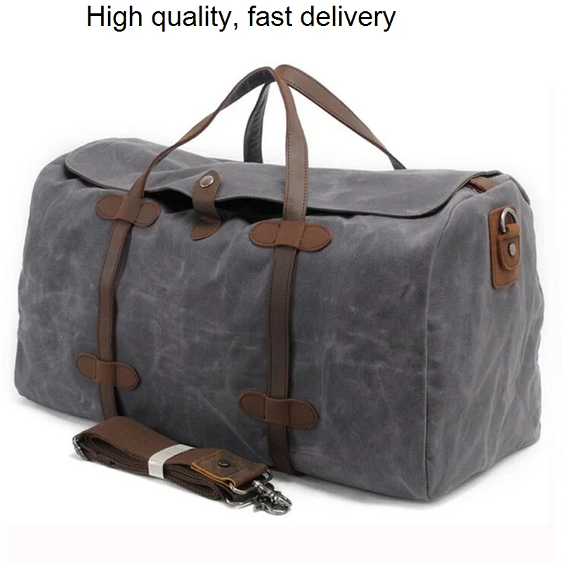 Wax Canvas Vintage Luggage bag Men Travel Bags Carry on Large Men Duffel Bags shoulder Weekend bag Overnight Big tote Handbag