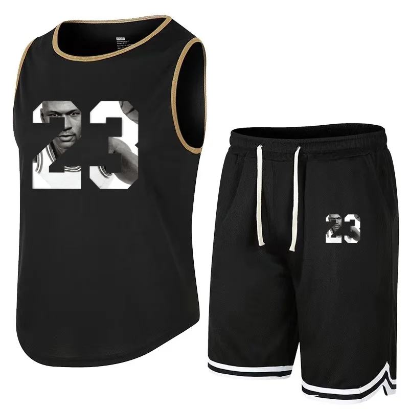 

New Summer Slveless T-Shirt Set Men Quick Dry Tank Top + Shorts Male Fitness Competition Training Vest Winner Tracksuit Male