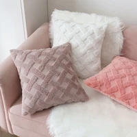 cushion cover 2pcs 45x45 various color soft plush geometric home decorative cushion covers winter comfortable room decor square