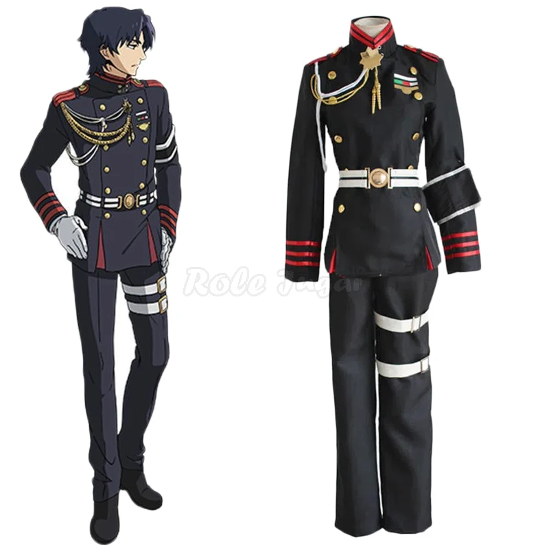 

Anime Seraph of the end Guren Ichinose Cosplay Costumes Men Military Uniform Full Sets (Tops + Pant + Belt +Leggings + armband )