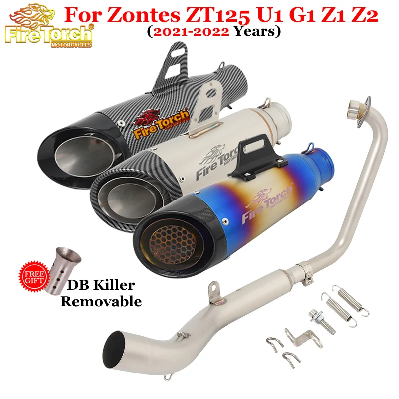 Motocross Muffler Tube Slip On For Zontes ZT125 U1 G1 zt125 Z1 Z2 2021-2022 Motorcycle Exhaust Escape Modify Catalyst Link Pipe