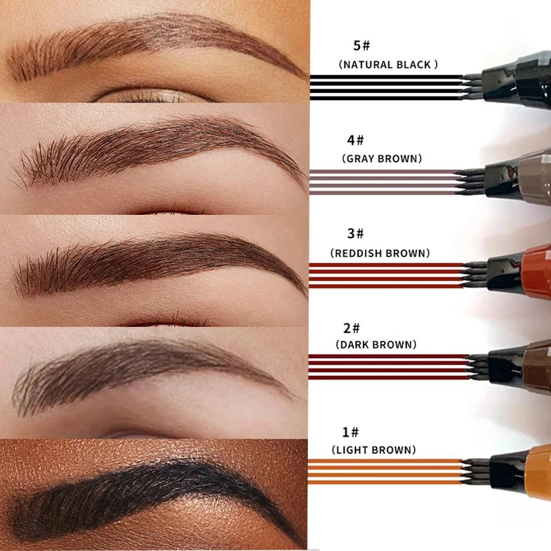 

4D Brown Eyebrow Microblading Eyebrow Pen Waterproof Fork Tip Eyebrow Tattoo Pencil Long Lasting Profesional Fine Sketch Liquid