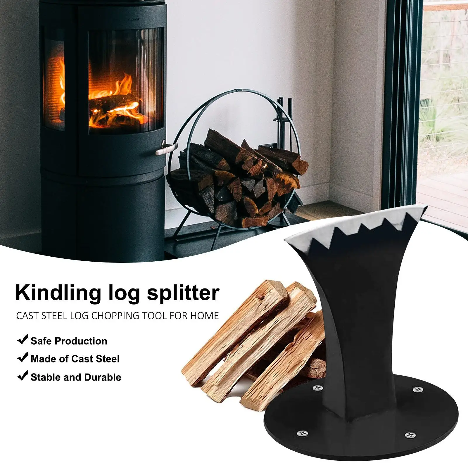 Wood Kindling Splitter | Manual Log Splitter Wedge, Firewood Kindling Splitter for Wood Stove Firepl