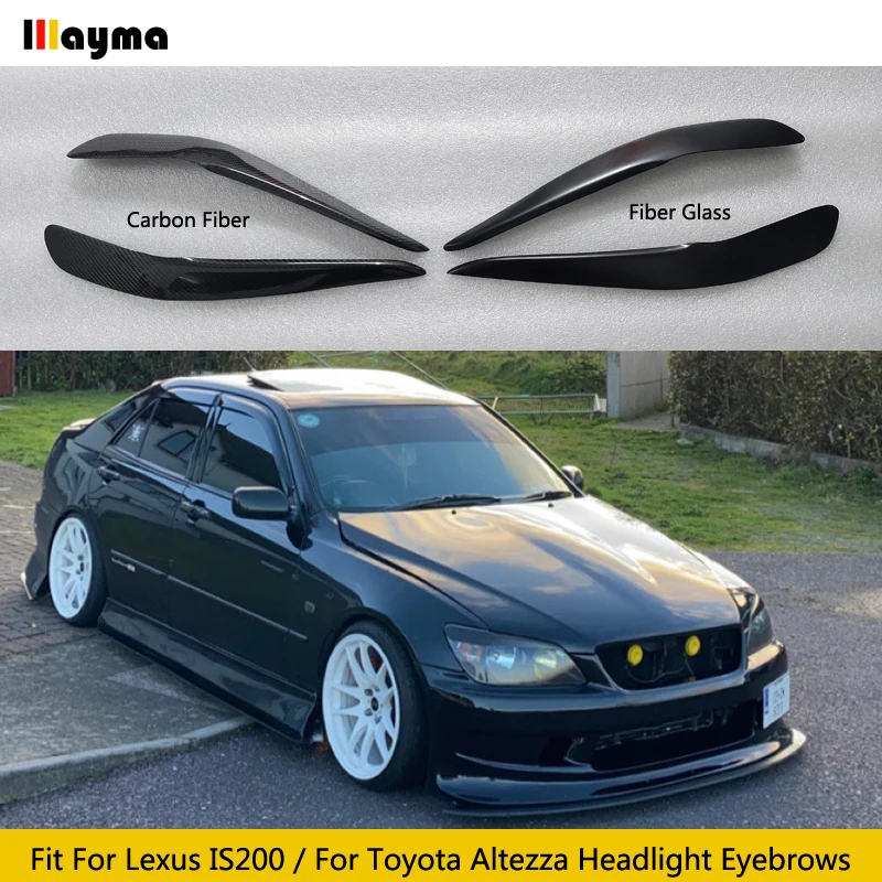 Фото Углеродное волокно, чехлы для фар, для Lexus IS200 1999- 2004, для Toyota Altezza, стекловолокно, Праймер, передняя лампа, наклейка для бровей №1