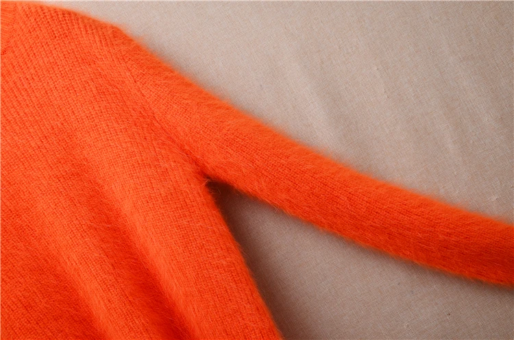 Женская осенне-зимняя одежда оранжевый пушистый норковый кашемировый вязаный