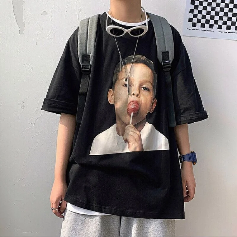 

Fashion Brand Loose Casual Tshirts Streetwear Hip Hop Cotton Summer T-shirts Men Women Adlvs Tees Donut Kids Printed Tops