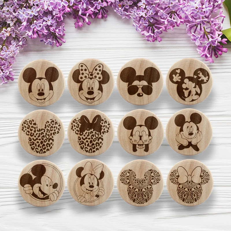 

Creative Wooden Engraved Cartoon Mouse Knob Boho Nursery Drawer Pull Rustic Doorknob Nature Wood Cabinet Pulls Furniture Handles