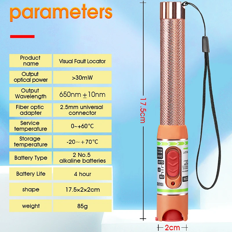 1/10/20/30/50MW Visual Fault Locator FTTH Fiber Optic Cable Tester 2.5mm(SC/FC/ST) Interface High Quality VFL Optical Fiber Tool