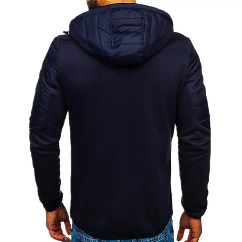 

Simple Color Matching Drawstring Men Hooded Sweatshirt Coat Hoodie Coat Elastic Warm