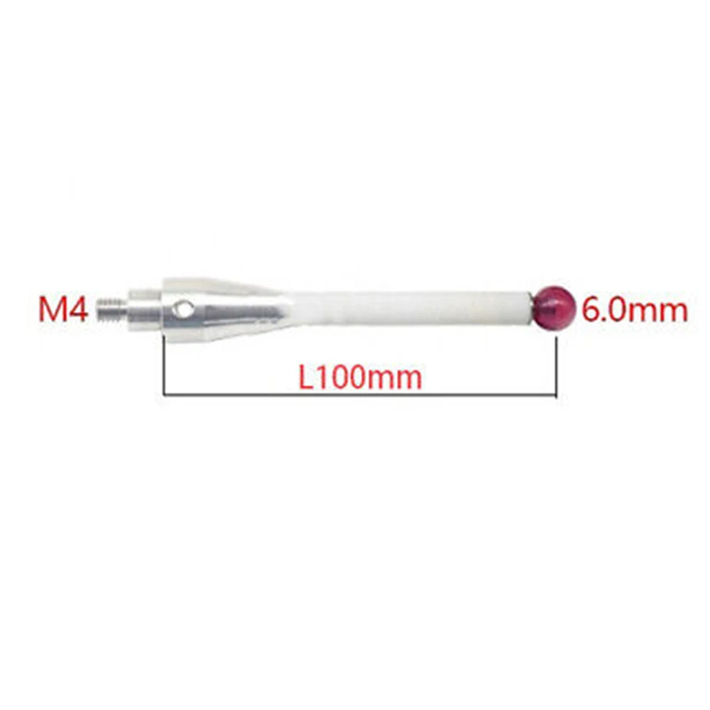

2pcs Touch Probe Stylus 100mm Length Ceramic Stem-6mm Ball Tip Touch Probe Ceramic Stem M4 Threaded Handle Touch Probe Tool