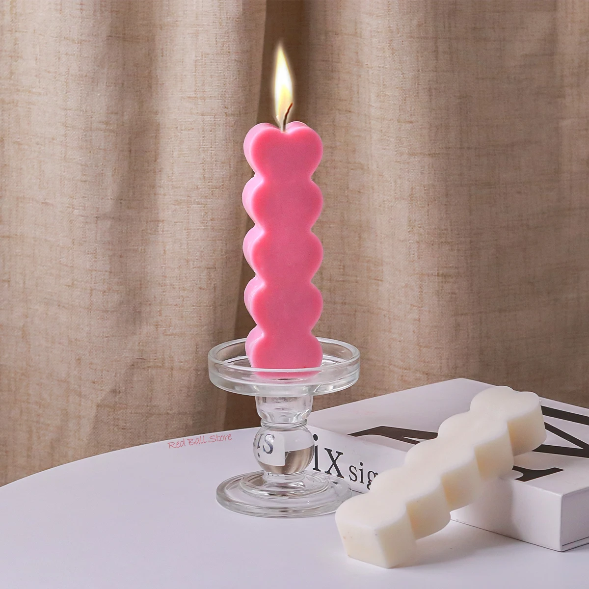 Силиконовая форма для свечи в форме сердца 5 полостей