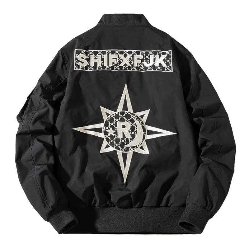 

Куртка-бомбер с вышивкой для мужчин и женщин, куртка-бомбер в стиле хип-хоп, уличная одежда с надписью, дизайнерская европейская уличная мод...