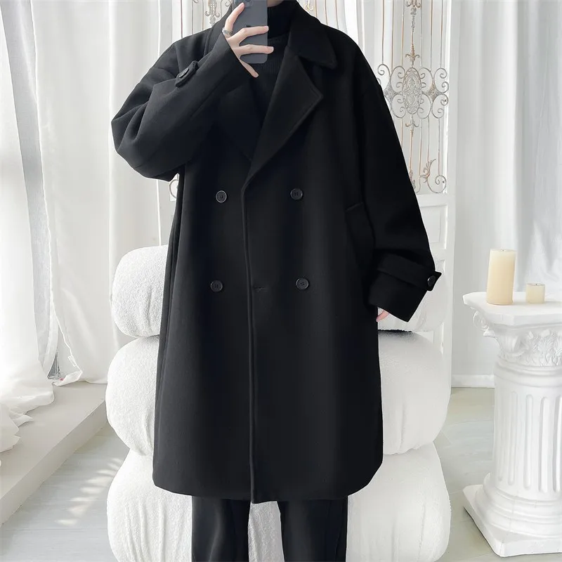 Двубортное длинное зимнее мужское пальто особенно мужские длинные теплые