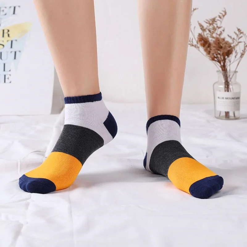 5 Pairs Men Novelty Funny Casual Ankle Socks Breathable Absorb Sweat Invisible Boat Socks Soft Stripe Couples Sock Street Style
