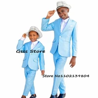 summer new 2022 suit for boys wedding tuxedo light blue suit 2 piece child formal blazer pants set costume enfant gar%c3%a7on