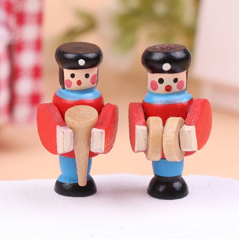 

1pc Dollhouse Christmas Nutcracker Soldier Play Instrument Puppet Home Decor Toy Miniature Figurines Vintage Handcraft