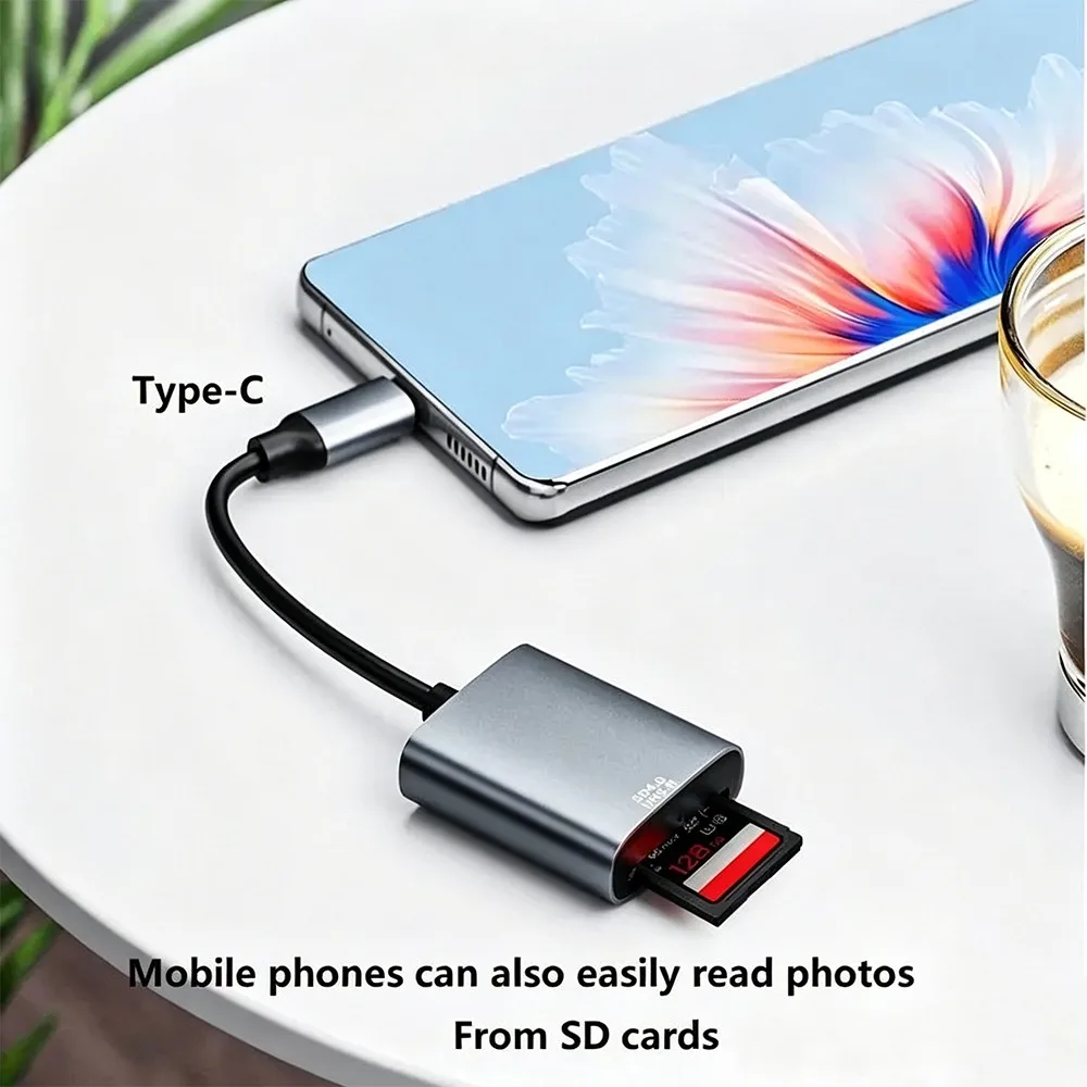 Фото USB-C UHS-II SD 4.0 Кардридер Type-C OTG Адаптер для карт памяти с поддержкой UHS-I SDHC SDXC для iPhone 15 16 17 MacBook Pro №4