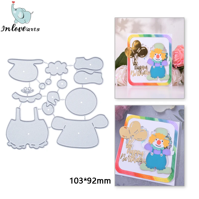 

InLoveArts Cute Clown Metal Cutting Dies Cut Clothes Decoration Scrapbook Die Cuts Album Paper Card Craft Embossing Stencil Mold