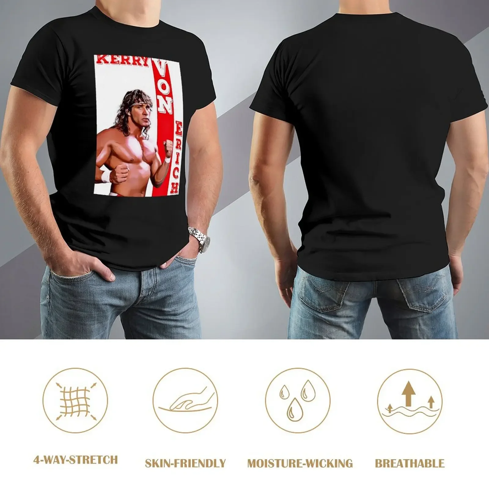 Футболка Kerry Von Erich забавные костюмы винтажные синие арховные мужские высокие