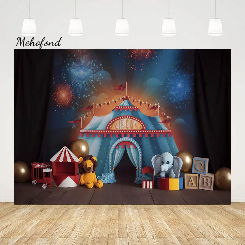 

Фон Mehofond для фотосъемки с изображением ночного цирка, палатки, игрушек, животных, Декор, детский день рождения, детский душ для фотостудии