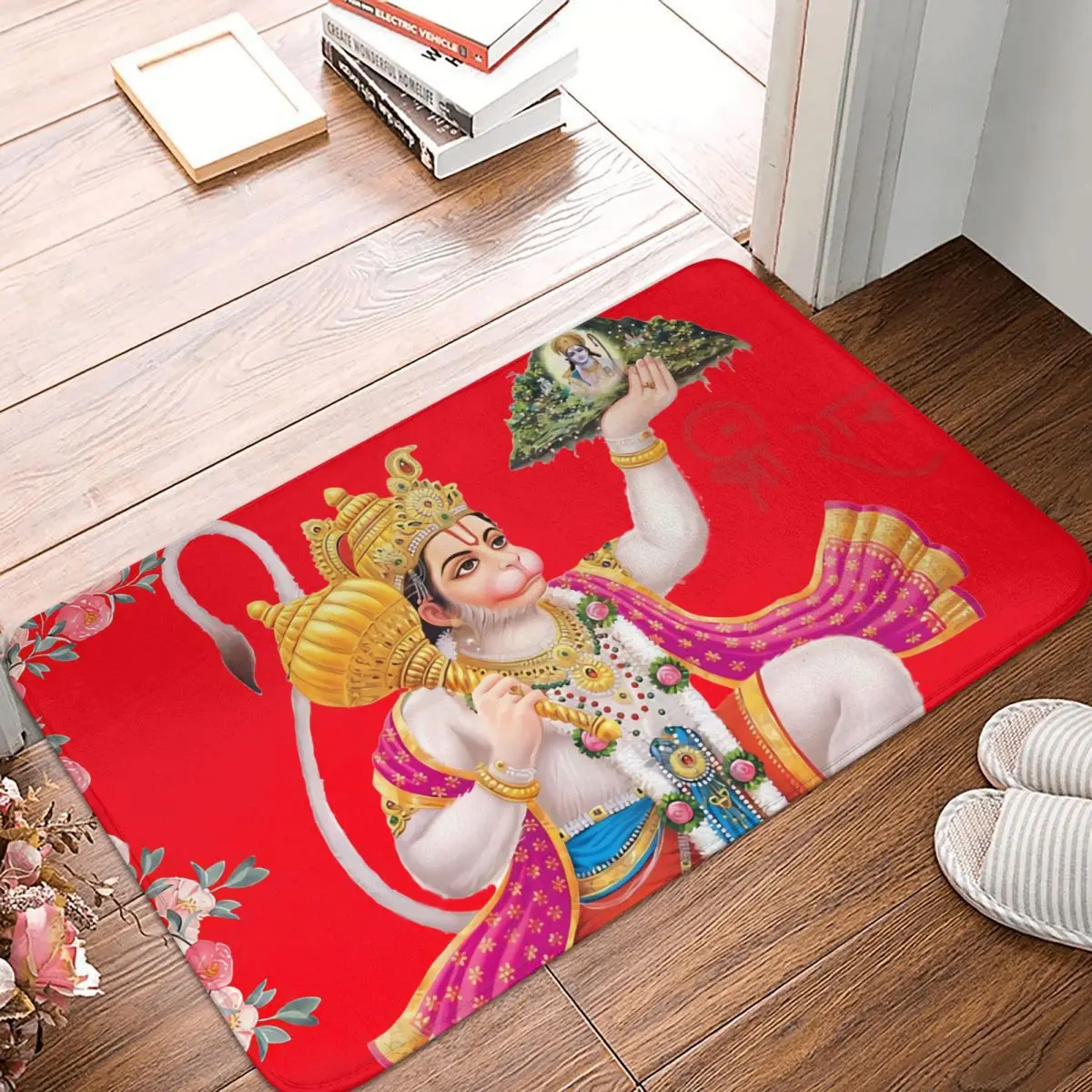 

Hanumanji искусство Индийский Бог богиня любви Противоскользящий Коврик придверный коврик для гостиной напольный ковер Добро пожаловать Декор
