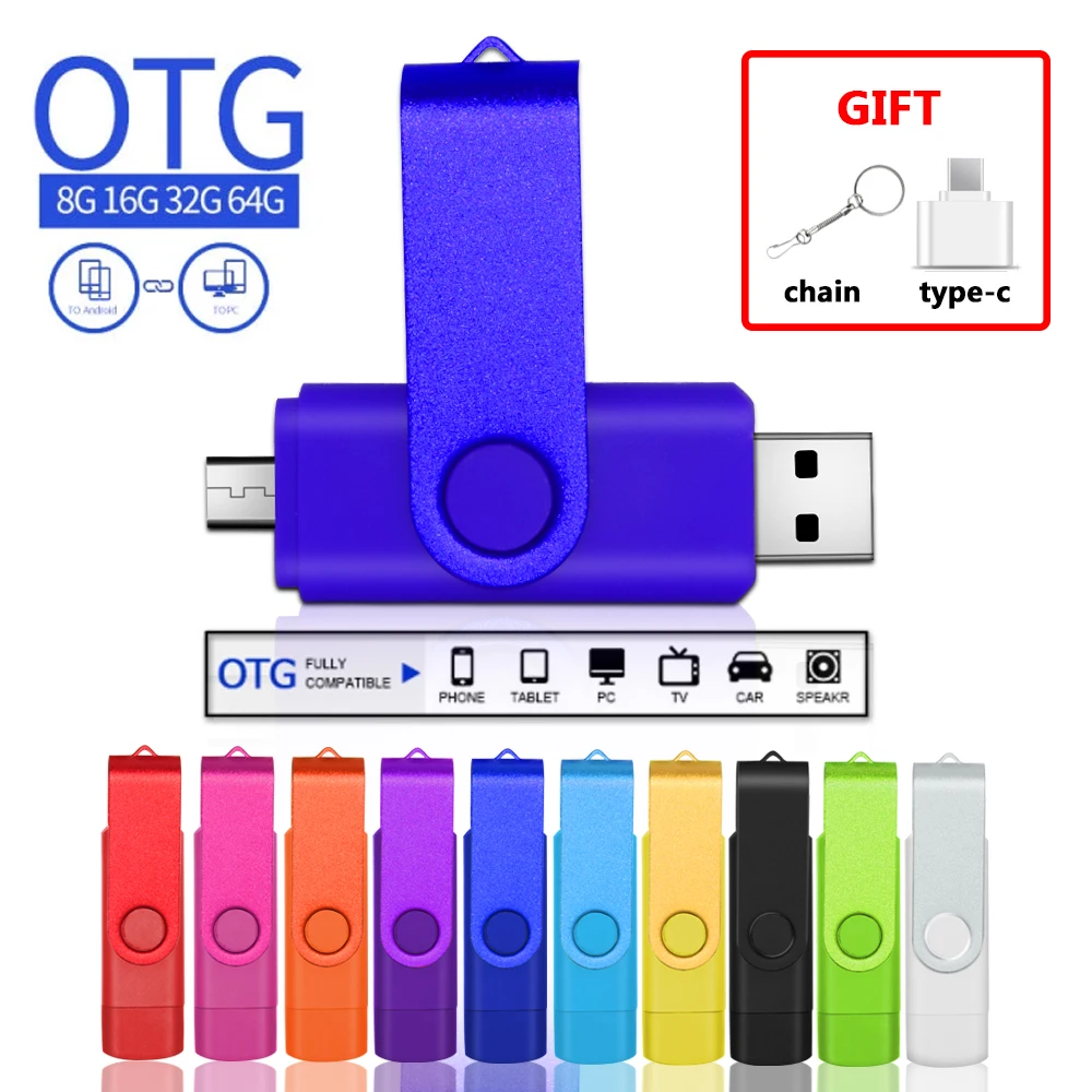 3 in 1 OTG USB Flash Drive 64G Pen Drive 32G 16G waterproof Pendrive 8G 4G Micro Usb Stick for Android /Phone/PC custom logo