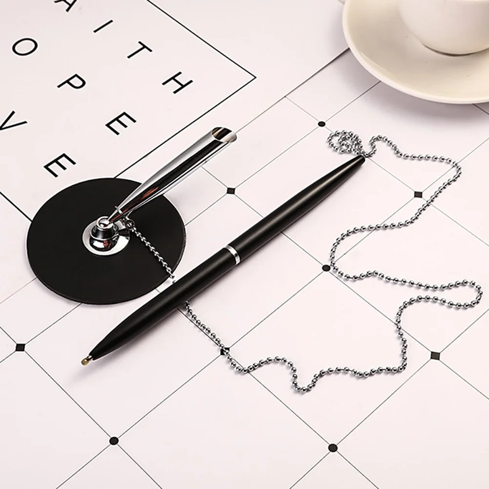 

Black Pens Ballpoint Signature Pen Chain Wear-resistant Pens Office Decorative Stationery Desk Fixed