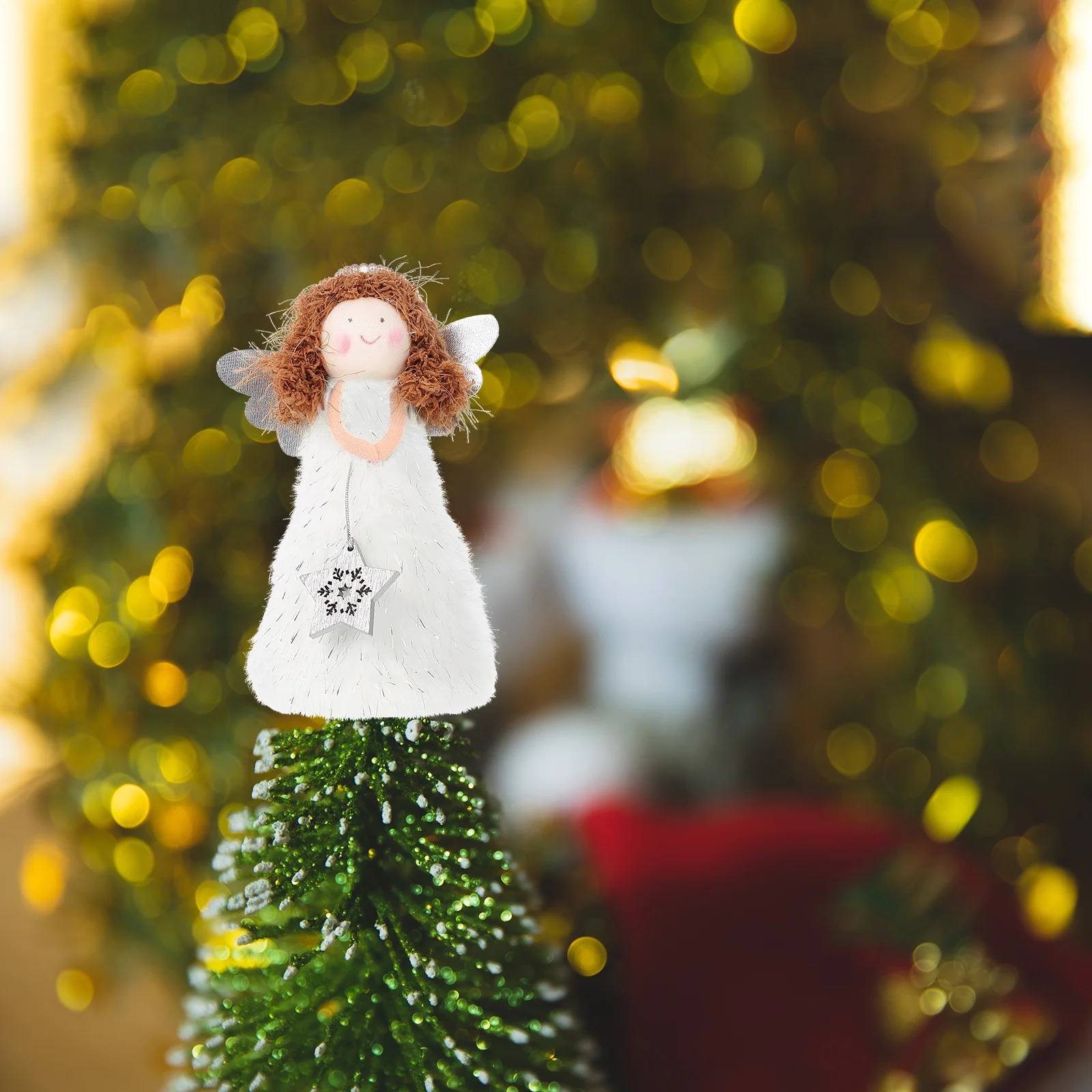 

Christmas Decorations Angel Tree Topper Plush Commemorate Xmas Ornament Desktop Girl Memorial