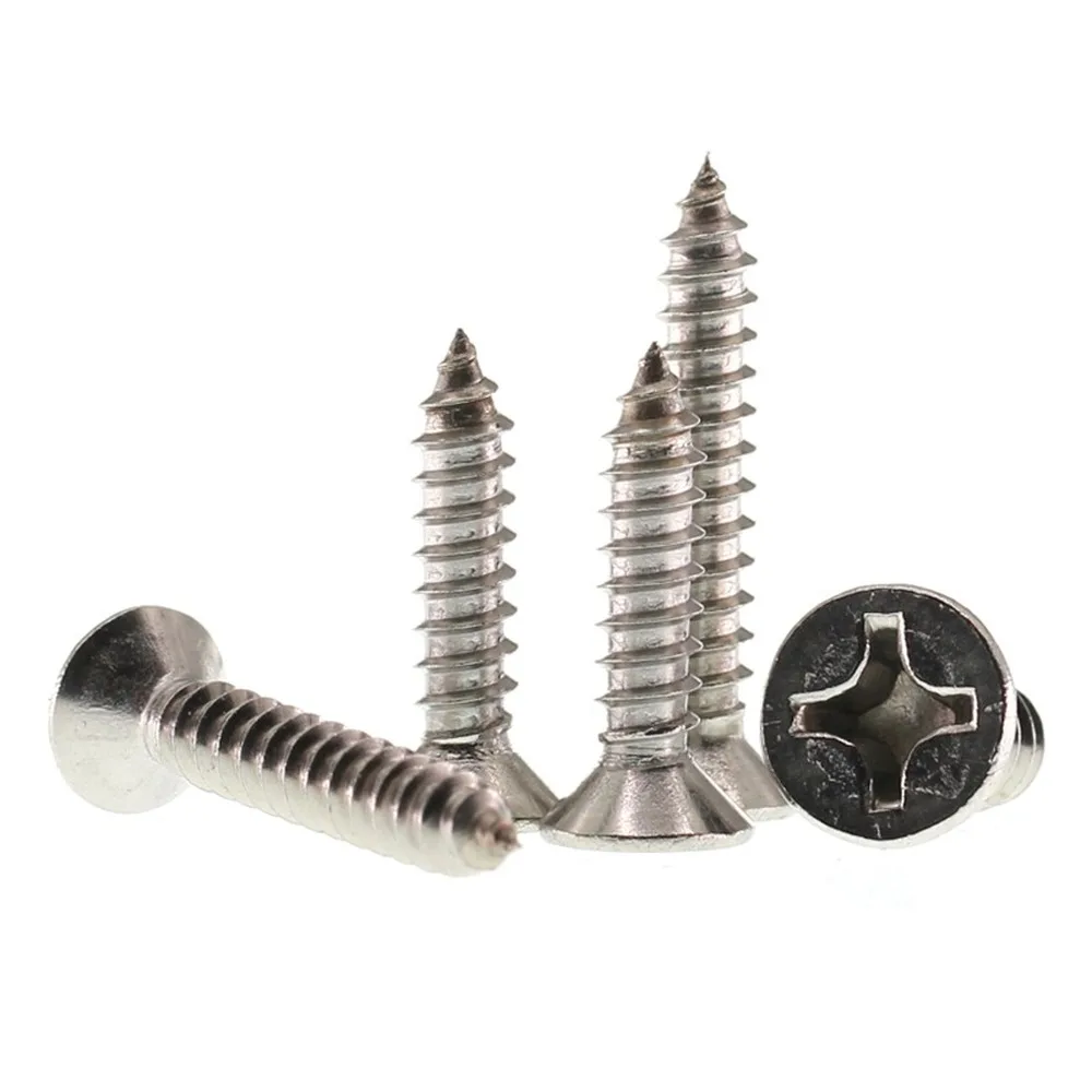 

100/50pcs M4 M5 Wood Screws Self-tapping Phillips Cross Bolt Countersunk Flat Head 304 Stainless Steel 10-25mm 12mm 16mm 20mm