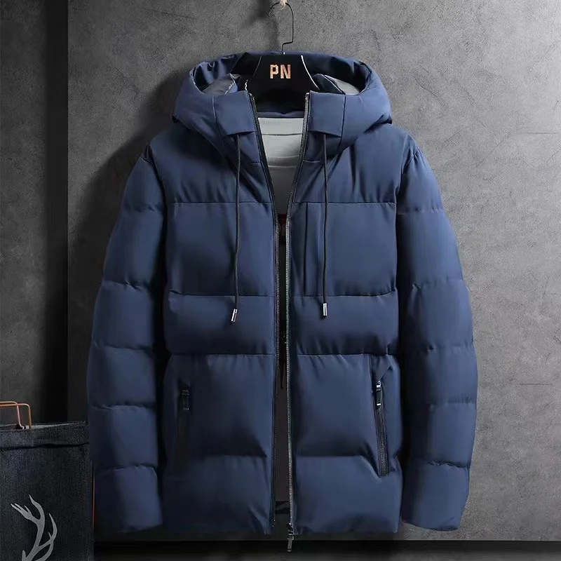 Novo pato branco para baixo jaqueta masculina inverno quente cor sólida com capuz para baixo casacos de pato grosso parka dos ho