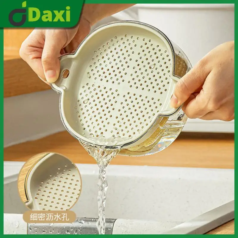 

Covered Water Basket 132g Drain Basket Double-layer Design Good Storage Filter Basket Basket Insect Proof Fruit Storage Box