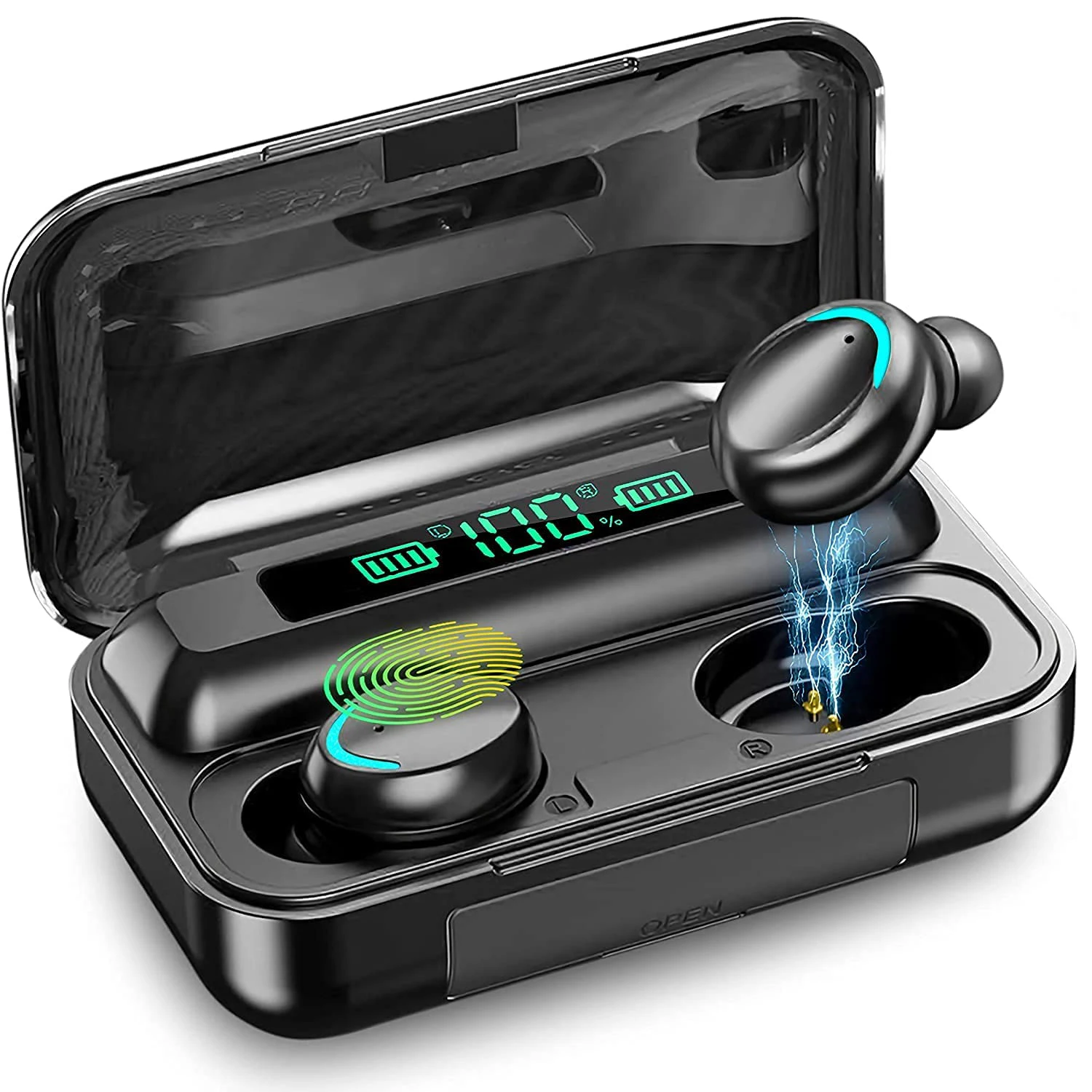 

F9 Bluetooth Earphone TWS True Wireless Headphones 9D Stereo Sport Touch Headset Mini Earbuds with Mic Power Bank 2000mAh