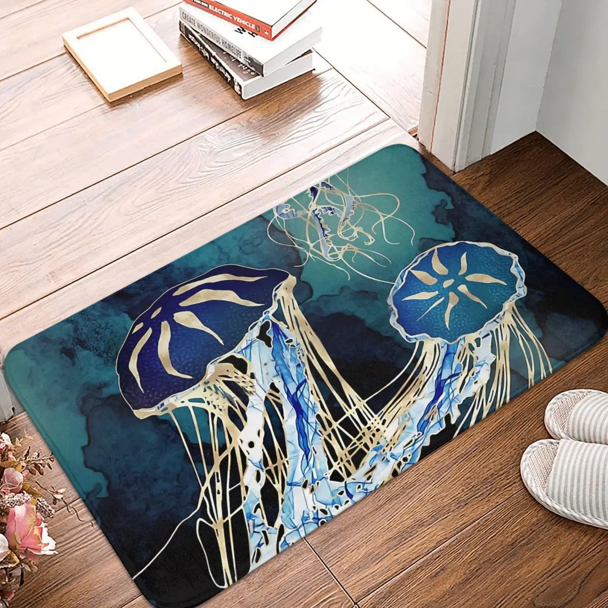 

Metallic Ocean Non-slip Doormat Bath Mat Metallic Jellyfish III Bath Mat Floor Carpet Welcome Rug Bedroom Decor