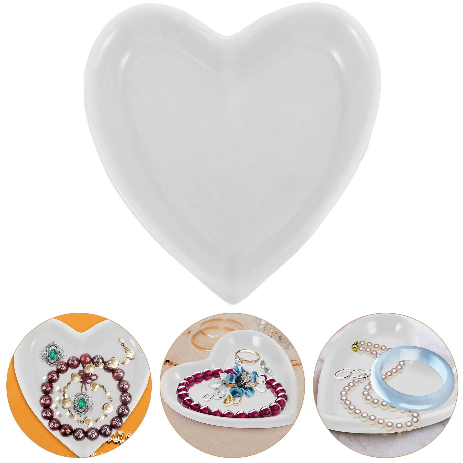 

Tray Heart Dish Jewelry Plate Ceramic Plates Ring Holder Trinket Shaped Organizer Storage Serving Vanity Dessert Platter Decor
